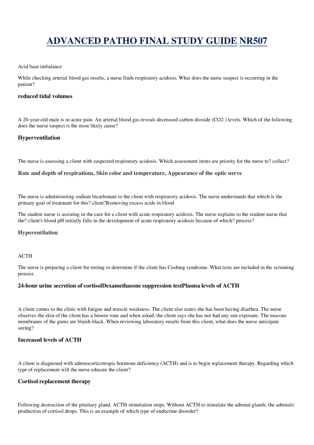 Preview image for ADVANCED PATHO FINAL STUDY GUIDE NR507